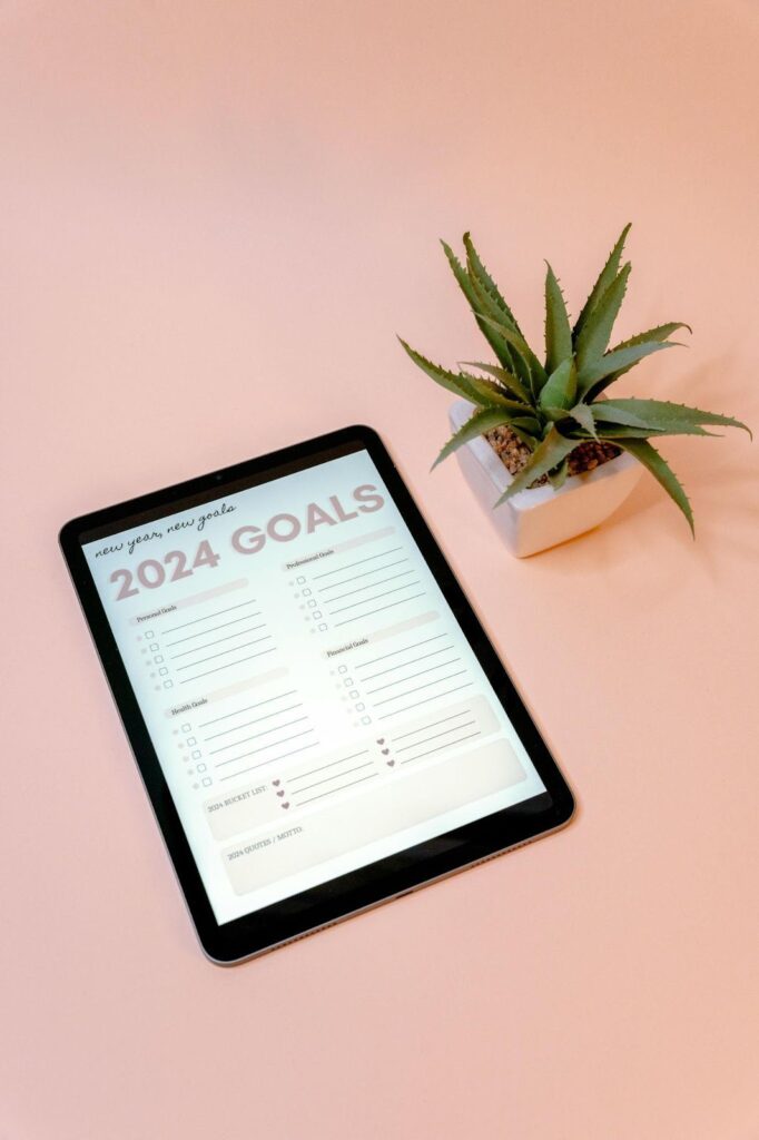 iPad with 2024 Goal List