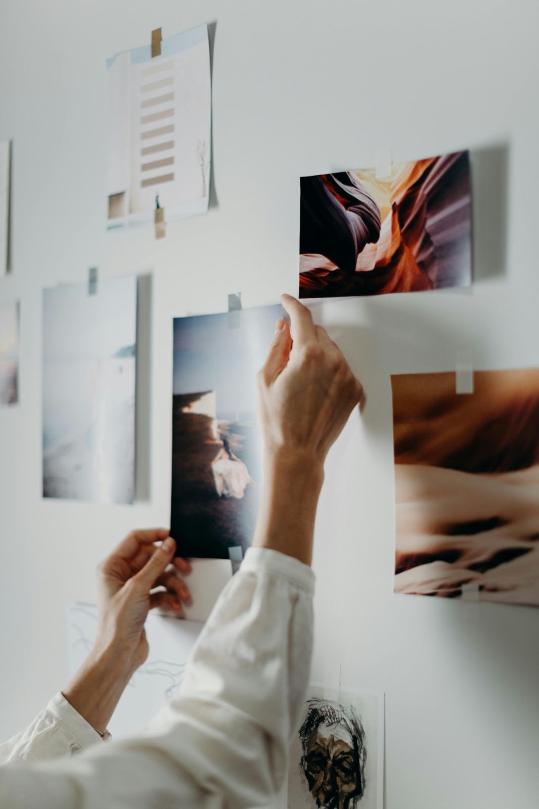 A team engaging in a goal-setting activity using a vision board