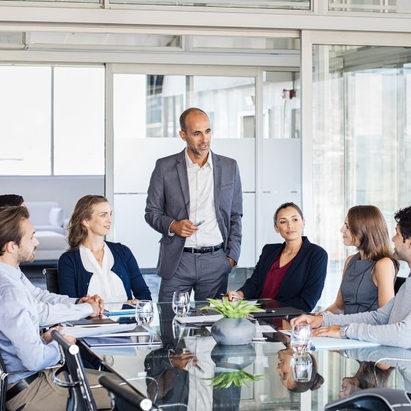 A group of people having a meeting