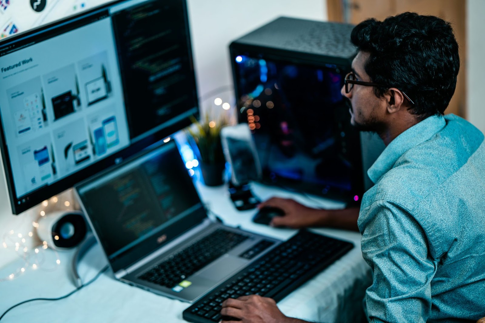 A person working at their computer